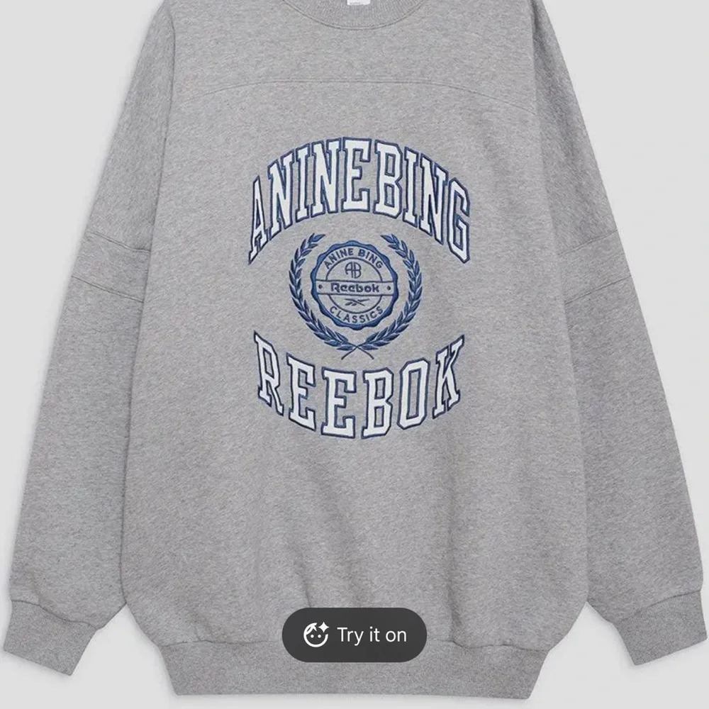 Anine Bing x Reebok Gray Sweatshirt with Blue Logo - Picture 2 of 6
